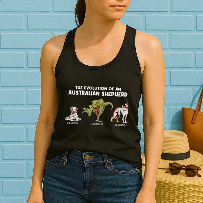 Aussie Dog Mom The Evolution Of An Australian Shepherd Womens Tank Top