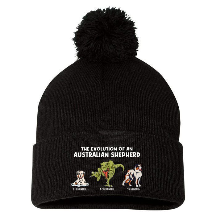 Aussie Dog Mom The Evolution Of An Australian Shepherd Pom Pom 12in Knit Beanie