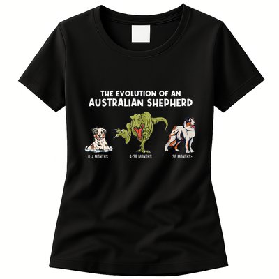 Aussie Dog Mom The Evolution Of An Australian Shepherd Womens T-Shirt