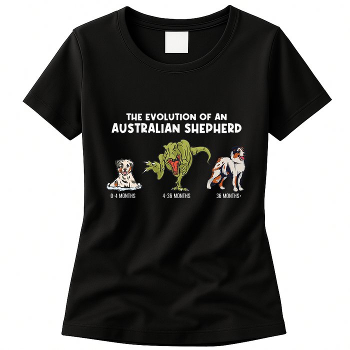 Aussie Dog Mom The Evolution Of An Australian Shepherd Womens T-Shirt
