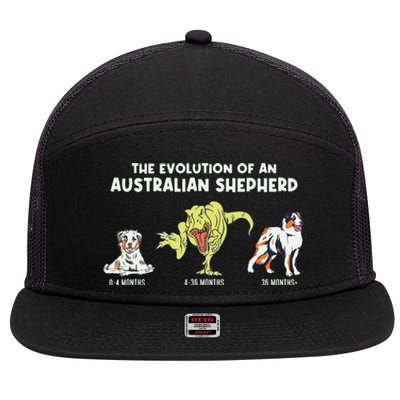 Aussie Dog Mom The Evolution Of An Australian Shepherd 7 Panel Mesh Trucker Snapback Hat