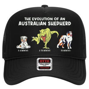 Aussie Dog Mom The Evolution Of An Australian Shepherd High Crown Mesh Back Trucker Hat