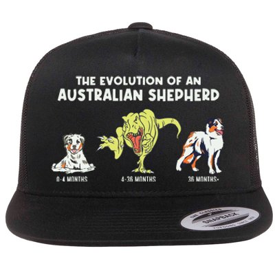 Aussie Dog Mom The Evolution Of An Australian Shepherd Flat Bill Trucker Hat