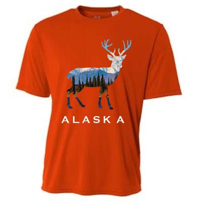 Alaska Day Moose Snowy Mountain Cute Gift Alaskan Tourist Gift Cooling Performance Crew T-Shirt