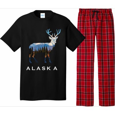 Alaska Day Moose Snowy Mountain Cute Gift Alaskan Tourist Gift Pajama Set