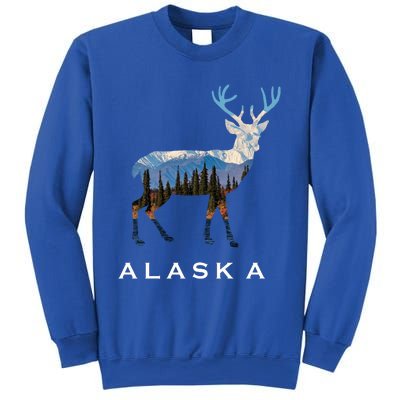 Alaska Day Moose Snowy Mountain Cute Gift Alaskan Tourist Gift Sweatshirt