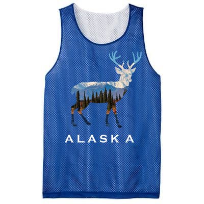 Alaska Day Moose Snowy Mountain Cute Gift Alaskan Tourist Gift Mesh Reversible Basketball Jersey Tank