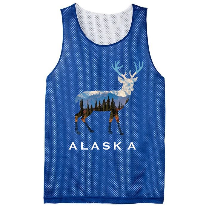 Alaska Day Moose Snowy Mountain Cute Gift Alaskan Tourist Gift Mesh Reversible Basketball Jersey Tank