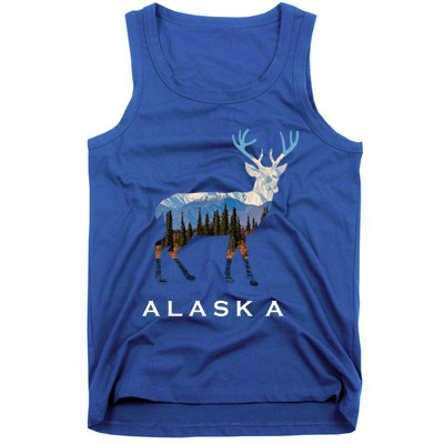 Alaska Day Moose Snowy Mountain Cute Gift Alaskan Tourist Gift Tank Top