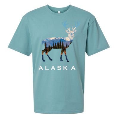 Alaska Day Moose Snowy Mountain Cute Gift Alaskan Tourist Gift Sueded Cloud Jersey T-Shirt