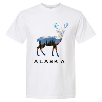 Alaska Day Moose Snowy Mountain Cute Gift Alaskan Tourist Gift Garment-Dyed Heavyweight T-Shirt