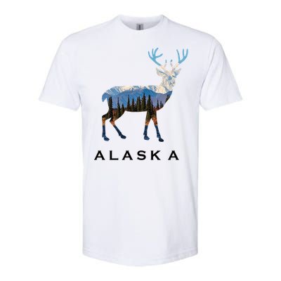 Alaska Day Moose Snowy Mountain Cute Gift Alaskan Tourist Gift Softstyle CVC T-Shirt