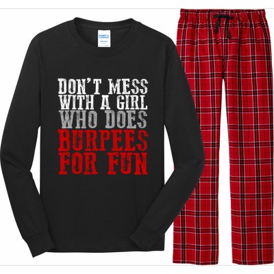 Awesome Dont Mess With A Who Does Burpees For Fun Gift Long Sleeve Pajama Set