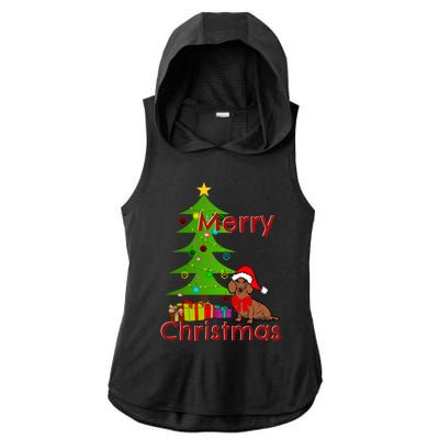 Adorable Dachshund Merry Christmas Funny Doxie Lover Gift Ladies PosiCharge Tri-Blend Wicking Draft Hoodie Tank