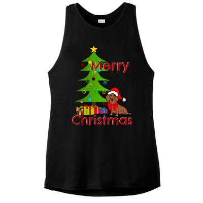 Adorable Dachshund Merry Christmas Funny Doxie Lover Gift Ladies PosiCharge Tri-Blend Wicking Tank