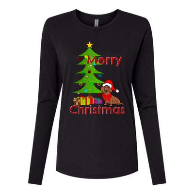 Adorable Dachshund Merry Christmas Funny Doxie Lover Gift Womens Cotton Relaxed Long Sleeve T-Shirt