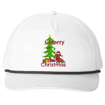 Adorable Dachshund Merry Christmas Funny Doxie Lover Gift Snapback Five-Panel Rope Hat