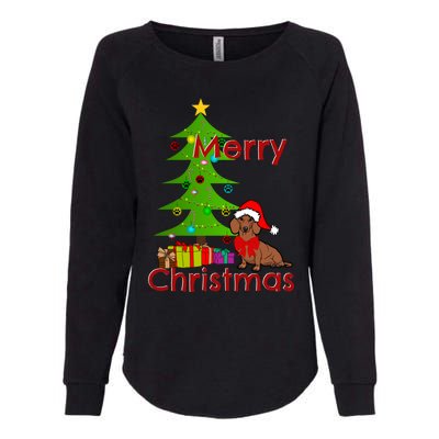 Adorable Dachshund Merry Christmas Funny Doxie Lover Gift Womens California Wash Sweatshirt