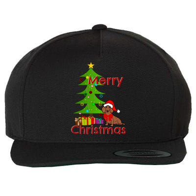 Adorable Dachshund Merry Christmas Funny Doxie Lover Gift Wool Snapback Cap