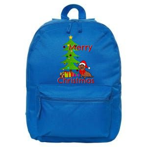 Adorable Dachshund Merry Christmas Funny Doxie Lover Gift 16 in Basic Backpack