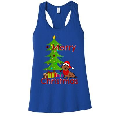 Adorable Dachshund Merry Christmas Funny Doxie Lover Gift Women's Racerback Tank