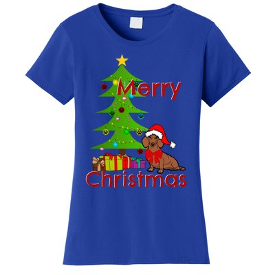 Adorable Dachshund Merry Christmas Funny Doxie Lover Gift Women's T-Shirt