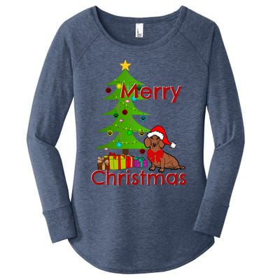 Adorable Dachshund Merry Christmas Funny Doxie Lover Gift Women's Perfect Tri Tunic Long Sleeve Shirt