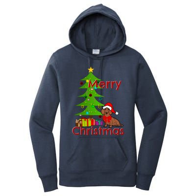 Adorable Dachshund Merry Christmas Funny Doxie Lover Gift Women's Pullover Hoodie