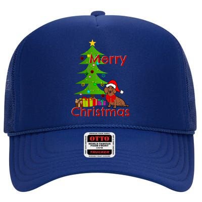 Adorable Dachshund Merry Christmas Funny Doxie Lover Gift High Crown Mesh Back Trucker Hat