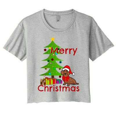 Adorable Dachshund Merry Christmas Funny Doxie Lover Gift Women's Crop Top Tee