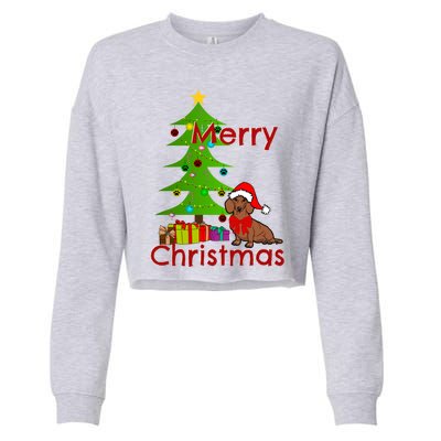 Adorable Dachshund Merry Christmas Funny Doxie Lover Gift Cropped Pullover Crew