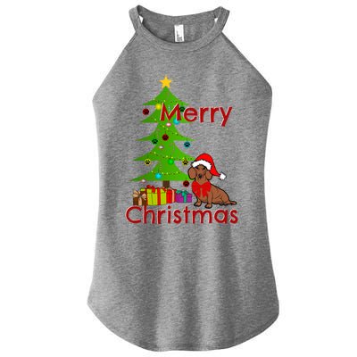 Adorable Dachshund Merry Christmas Funny Doxie Lover Gift Women's Perfect Tri Rocker Tank