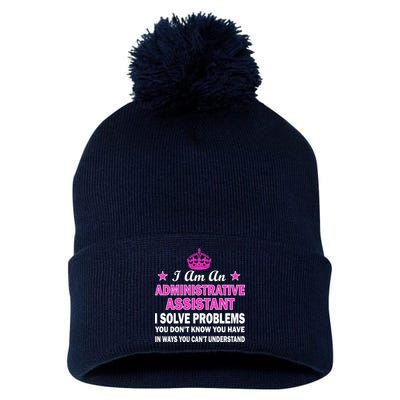 Administrative Assistant Solving Problems Pom Pom 12in Knit Beanie