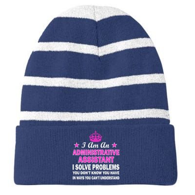 Administrative Assistant Solving Problems Striped Beanie with Solid Band