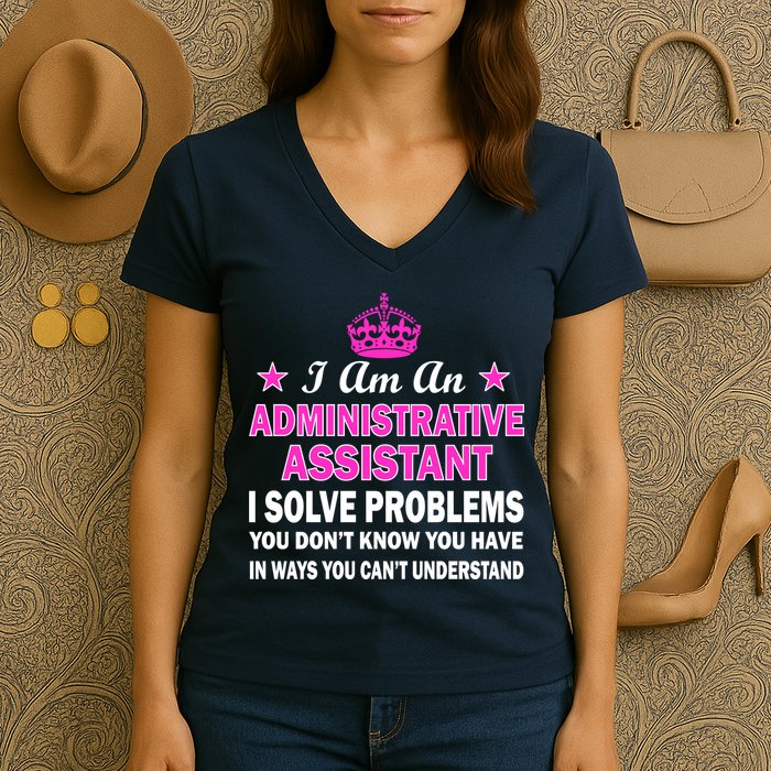 Administrative Assistant Solving Problems Women's V-Neck T-Shirt