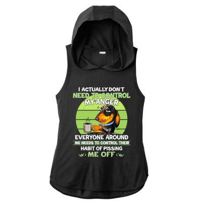 Actually Dont Need To Control My Anger Funny Dachshund Ladies PosiCharge Tri-Blend Wicking Draft Hoodie Tank