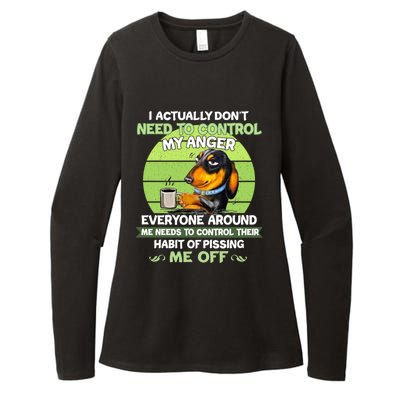 Actually Dont Need To Control My Anger Funny Dachshund Womens CVC Long Sleeve Shirt