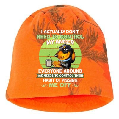 Actually Dont Need To Control My Anger Funny Dachshund Kati - Camo Knit Beanie