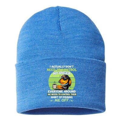 Actually Dont Need To Control My Anger Funny Dachshund Sustainable Knit Beanie