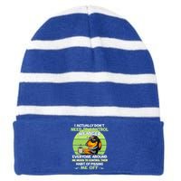 Actually Dont Need To Control My Anger Funny Dachshund Striped Beanie with Solid Band