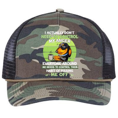 Actually Dont Need To Control My Anger Funny Dachshund Retro Rope Trucker Hat Cap