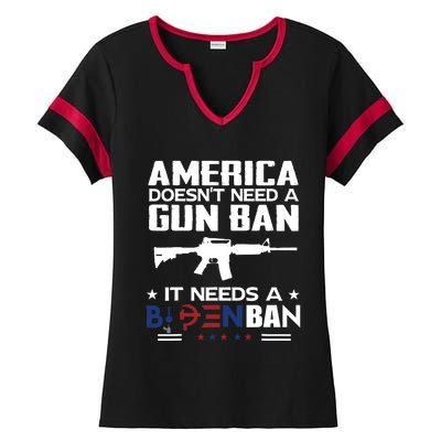 America Doesnt Need A Gun Ban It Needs A Bidenban Ladies Halftime Notch Neck Tee