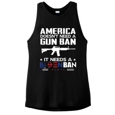 America Doesnt Need A Gun Ban It Needs A Bidenban Ladies PosiCharge Tri-Blend Wicking Tank