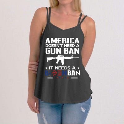 America Doesnt Need A Gun Ban It Needs A Bidenban Women's Strappy Tank