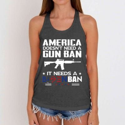 America Doesnt Need A Gun Ban It Needs A Bidenban Women's Knotted Racerback Tank