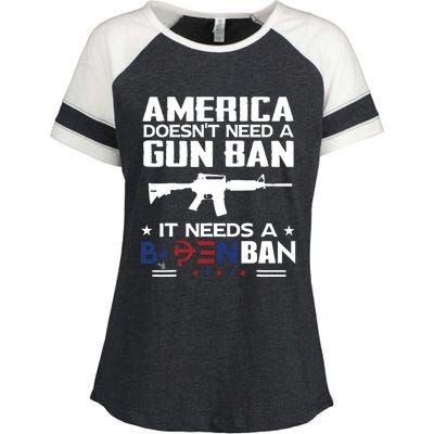 America Doesnt Need A Gun Ban It Needs A Bidenban Enza Ladies Jersey Colorblock Tee