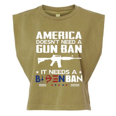 America Doesnt Need A Gun Ban It Needs A Bidenban Garment-Dyed Women's Muscle Tee