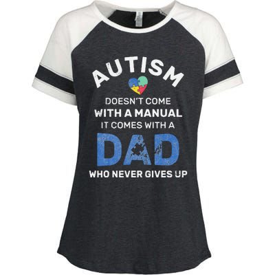 Autism Dad Never Gives Up Autism Awareness Autistic Spectrum Enza Ladies Jersey Colorblock Tee