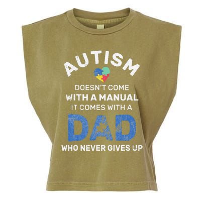 Autism Dad Never Gives Up Autism Awareness Autistic Spectrum Garment-Dyed Women's Muscle Tee