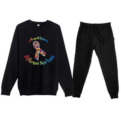 Autism Different Not Less For Autism Awareness Premium Crewneck Sweatsuit Set